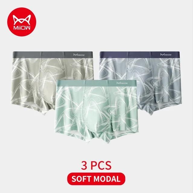 MiiOW 3pcs  Modal Men's Underwear AAA Antibacterial Oversized Checkered Underwear Boxing Shorts L-4XL