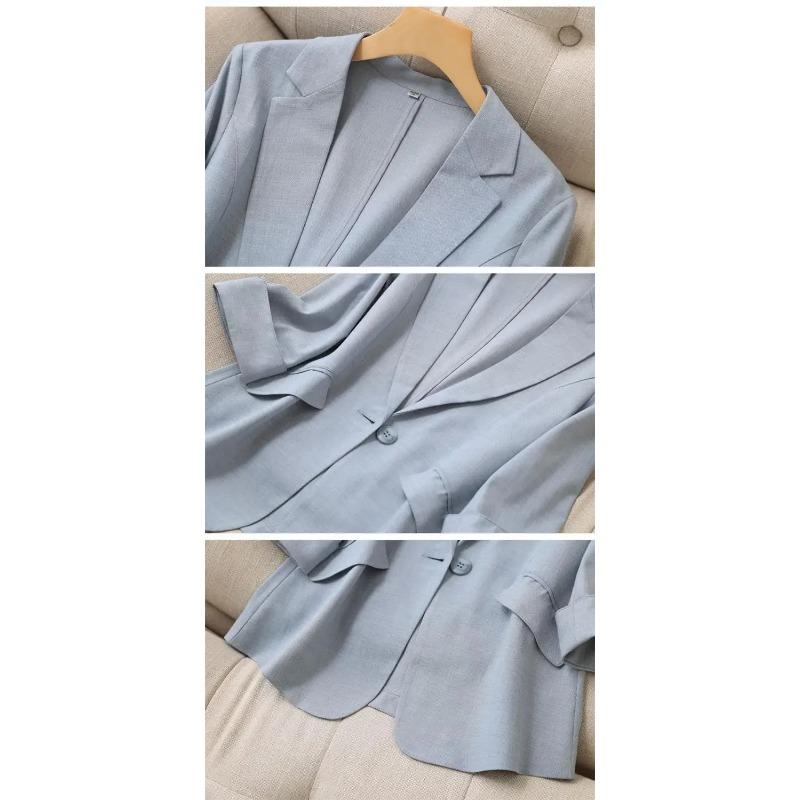 Women's Clothing Korean Style White Blazer Summer Loose Fit Waist Slimming Elegant Office Casual Comfortable