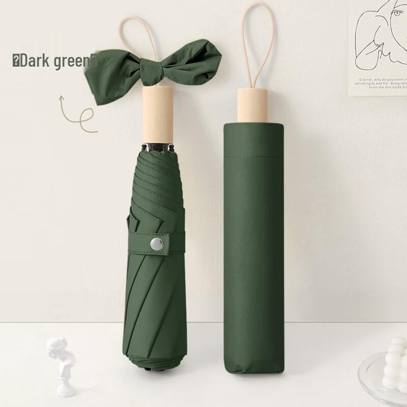 Tian Ai 8-Rib UV Folding Umbrella with Wooden Handle