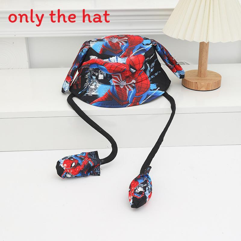 Cartoon Fisherman Hat For Kids With 3d Ears And Stitch Spider Man Print Design Summer Sun Protection Cotton Polyester