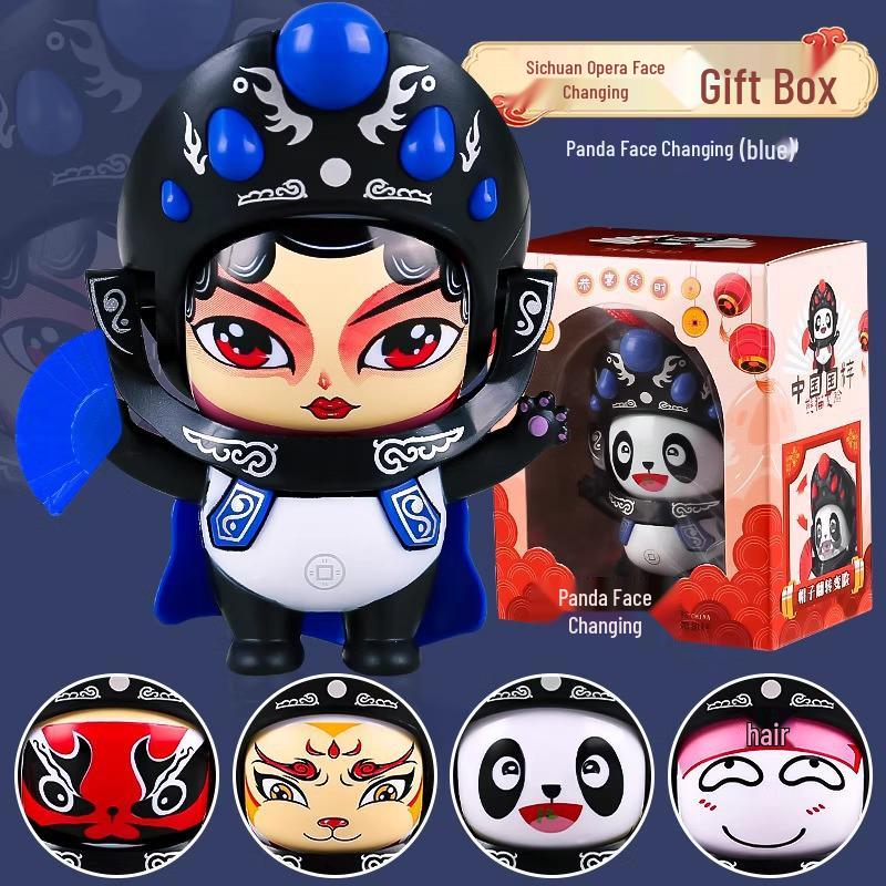 Panda Face-Changing Sichuan Opera Doll: Chinese Style Desktop Ornament and Commemorative Gift