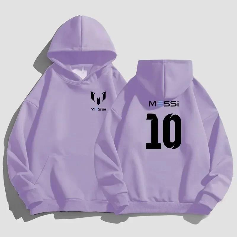 MESSI Baumwolle Bedruckter Hoodie Hohe Qualität Einfarbig Schlichte Sportbekleidung Paar Mode Schlichter Pullover Top Lockerer Street Hoodie