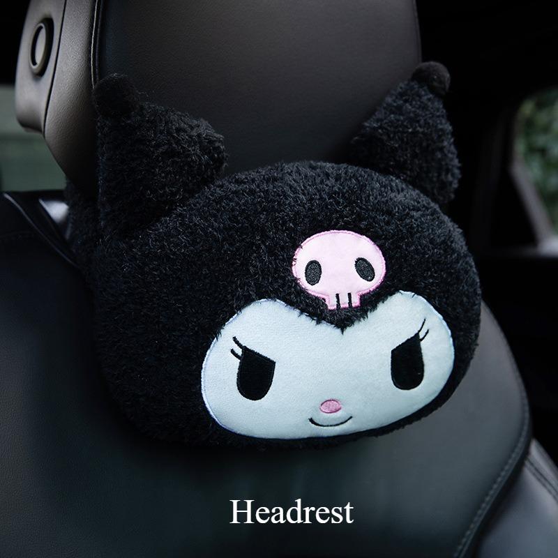 Cute Kuromi Hello Kitty Cartoon Car Neck Pillow Headrest Interior Pillow Soft Comfortable Travel Pillow for Car
