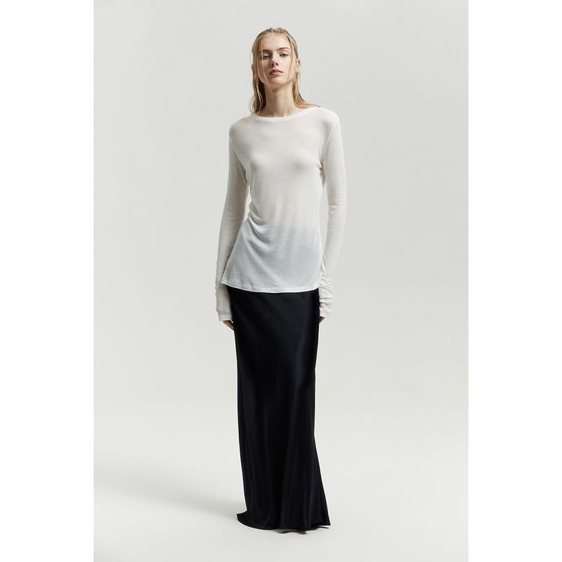 

Foreign Trade Original Order Lim * E Russian Single Ultra-Thin Lyocell Fiber Straight round Neck Back Seam Long sleeve Top Tee White may be slightly flawed M