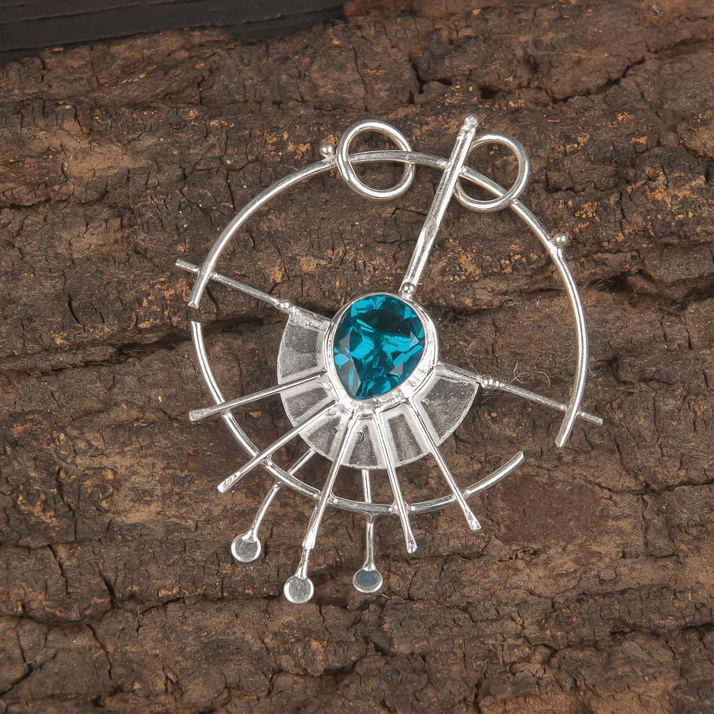 Bijoux en Pierre Précieuse Apatite, Bijoux en Argent Massif 925, Magnifique Pendentif en Argent Fait Main Pour Cadeau de Thanksgiving