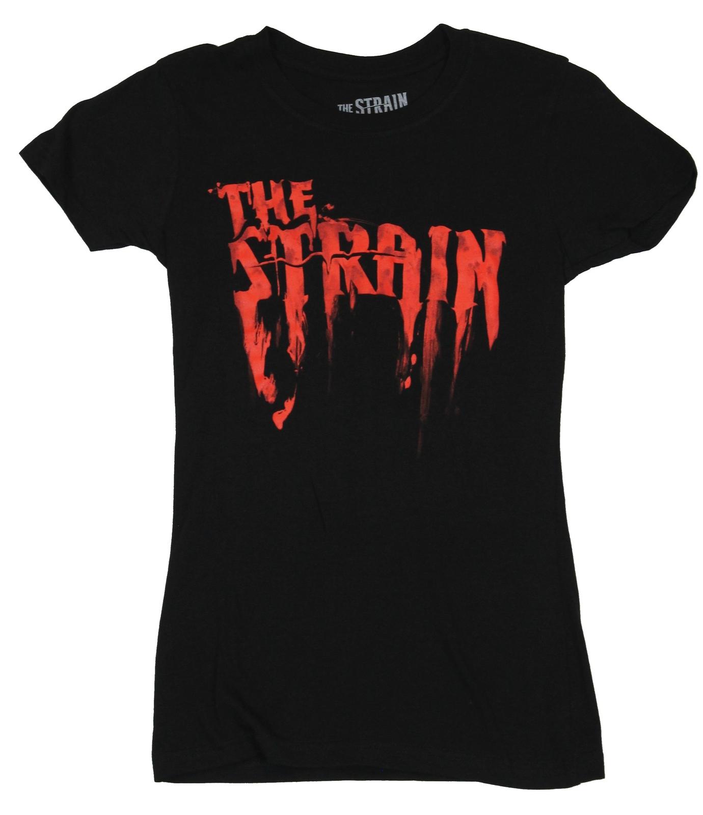 The Strain Girls Juniors T-Shirt - Dripping Red Title Screen Logo Pic S