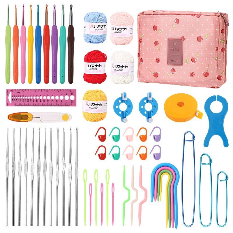 59-Piece Portable Crochet Set for Beginners with Yarn and Tools