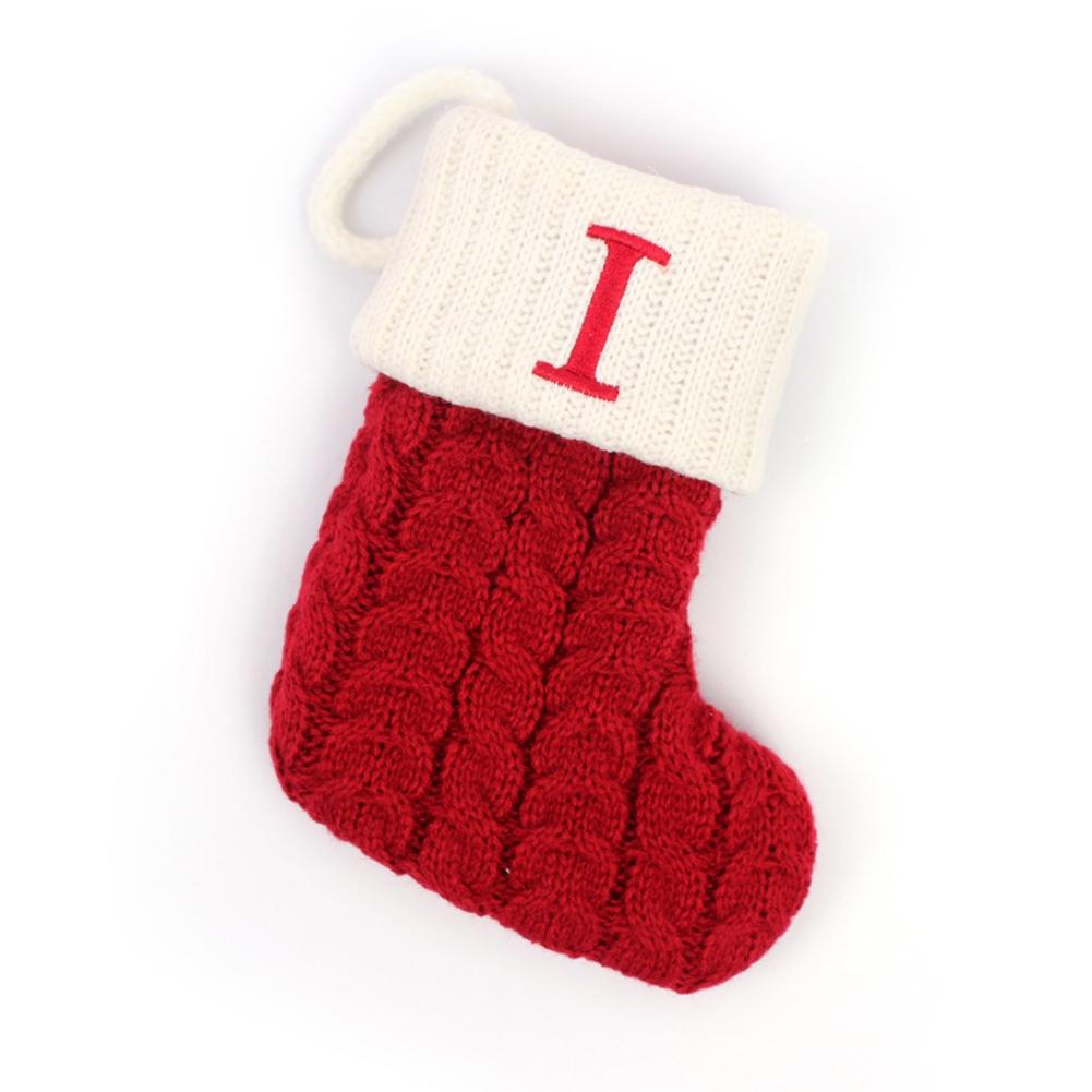 Red Christmas Socks Snowflake Alphabet/Letters Christmas Knitting Stocking Gifts