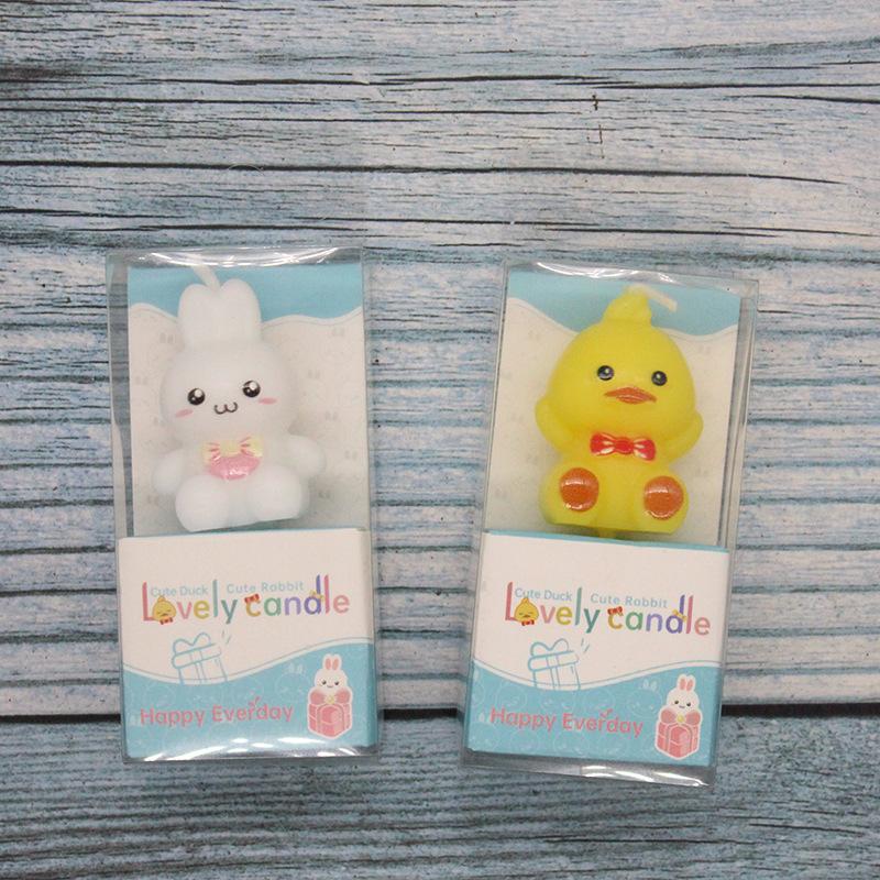 

Birthday Cartoon Cute Little White Rabbit Little Yellow Duck Candle Cute Pet Family Baking Decoration Children Party Candle Cute Pet Little Rabbit Candle