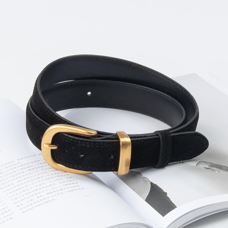New Suede Leather Women'S Belt Cowhide Casual Pants Jeans Skirt Decoration Needle Buckle Women'S Belt