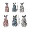 Easter Decoration White Pottery Rabbit Figurines Led Glowing Animal Ornament Rabbit Tree Crafts for Easter Party Decor