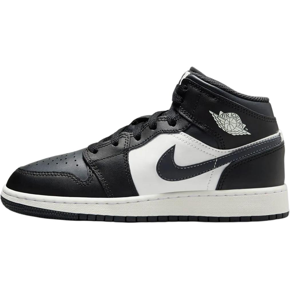 Jordan Air Jordan 1 Slip Resistant Abrasion Resistant Mid top Children s Basketball Shoes Black White Teenagers DQ8423-010 37.5