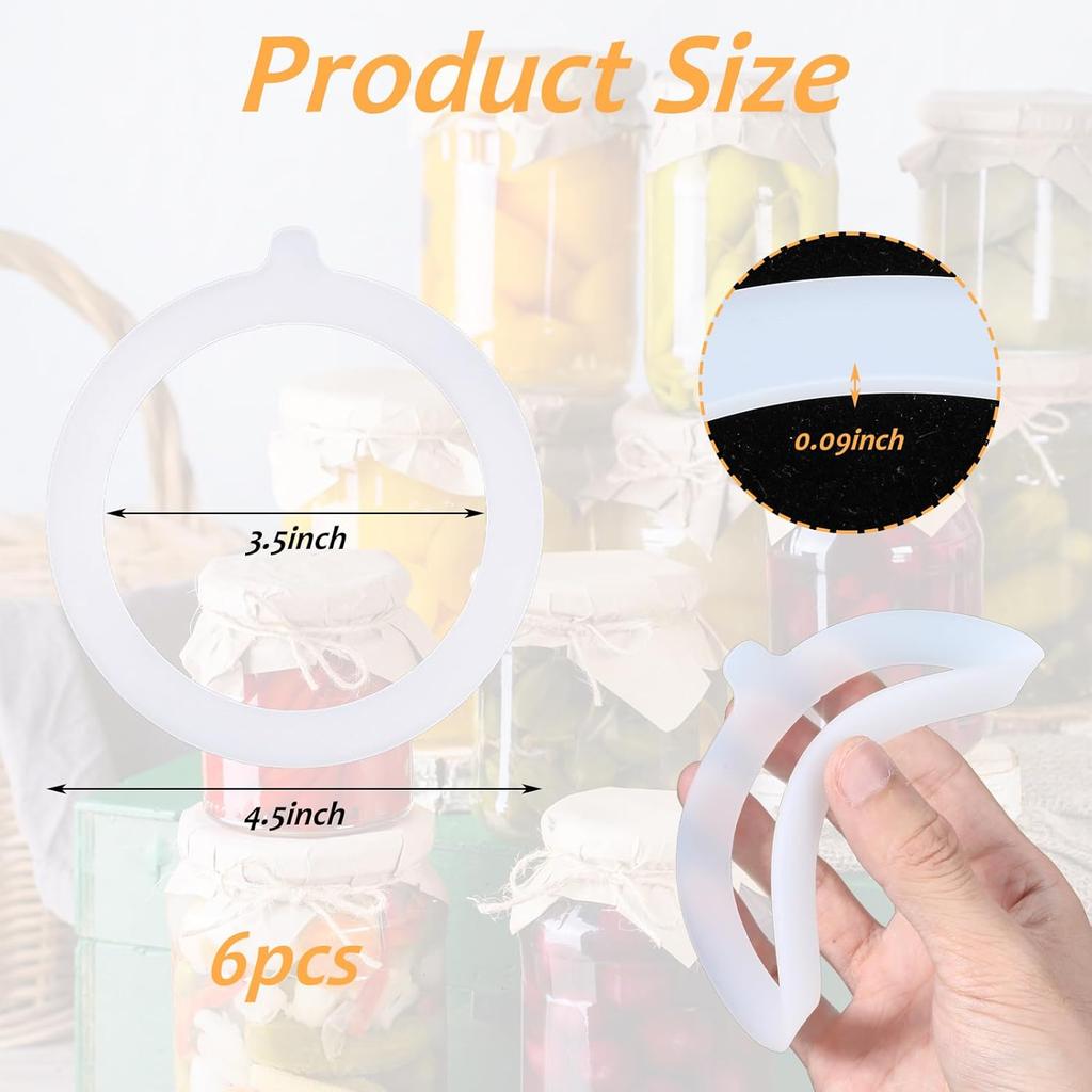 6 PCS Silicone Replacement Gaskets Jar Gasket Seal Leakproof Sealing Ring Rubber Gasket for 3.5 Inch Mouth Jars White The Product Has an Error of