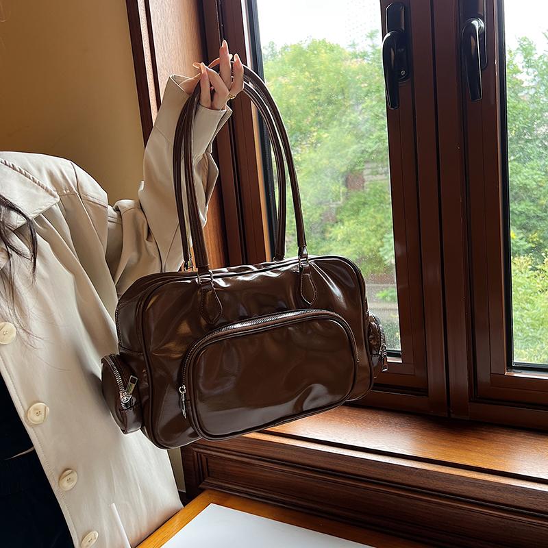 

Ретро сумки через плечо для женщин модная женская сумка-тоут из искусственной кожи с несколькими карманами, новые прочные сумки большой вместимости для поездок на работу (30cm<Max Length<50cm)