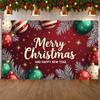 Festive Backdrop Red Background New Year Decoration Xmas Banner Blue Ornaments Holiday Background For New Year Celebration