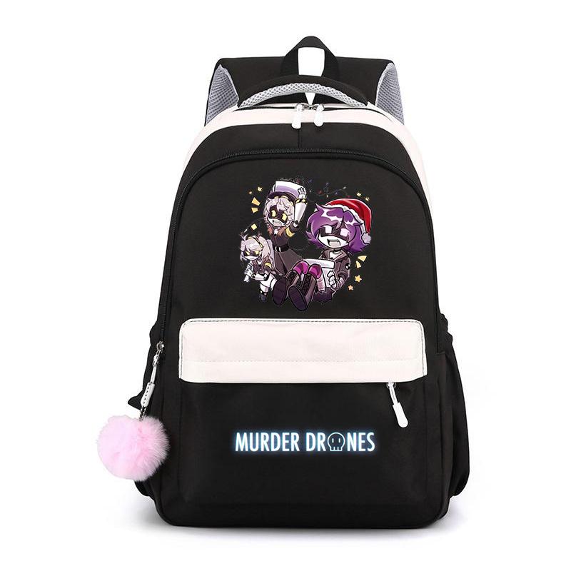 Murder Drones Backpack Teenager Daily Backpack Hot Anime High Capacity Rucksack Student Schoolbag Purple Bookbag Christmas Gift