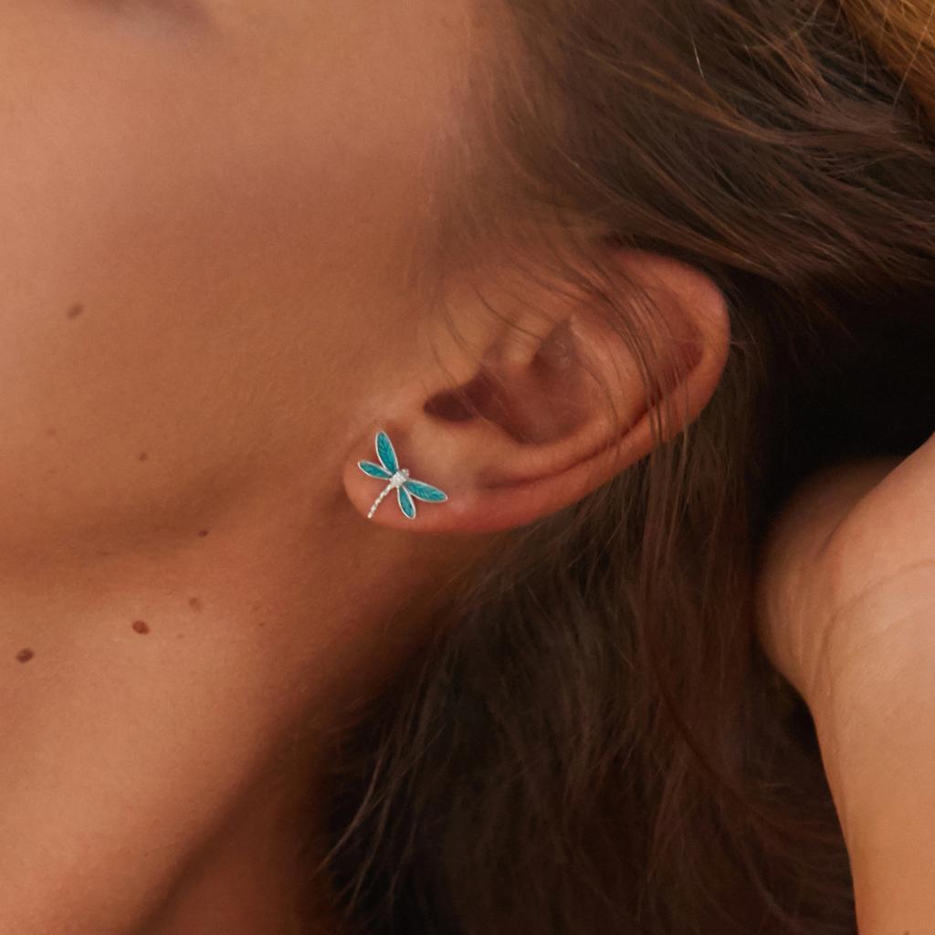 WOSTU 100% 925 Sterling Silver Animals Sea Bee Flamingo Unicorn Opal Stud Earrings For Women Wedding Fashion Anniversary Jewelry