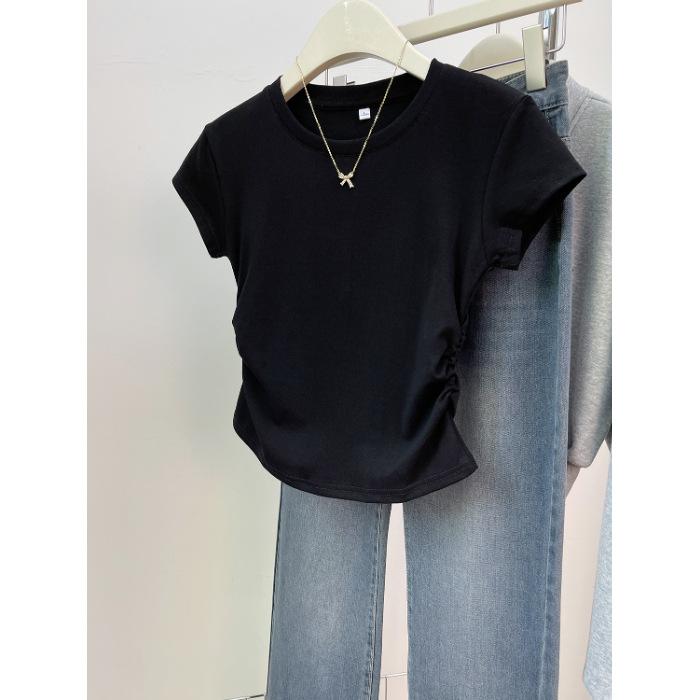 Women's Fashion Casual Summer Spring Solid Color Print Short Sleeve O-Neck Blouses & Shirts