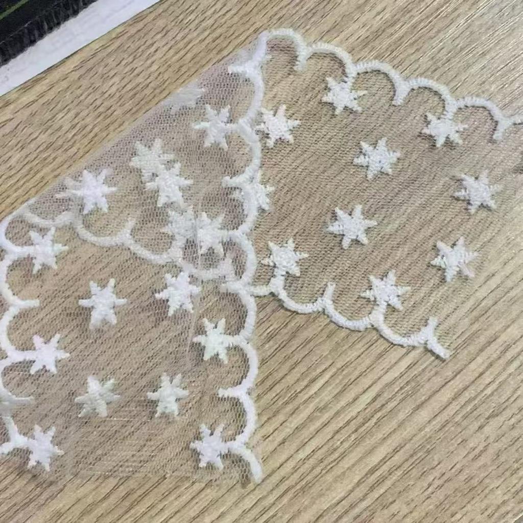 Off White Embroidery Flower Trimmings for Clothing, DIY Sewing Lace Fabrics, Wedding Dresses, Sewing Accessories, 5Yards