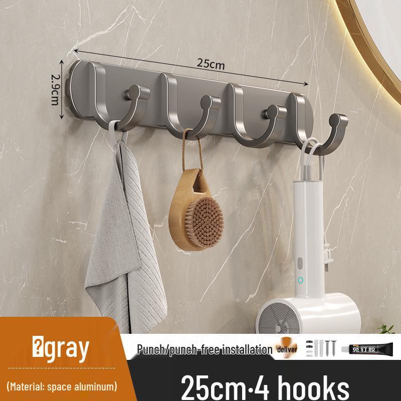 Porte-manteau mural en aluminium et étagère organisatrice avec crochets