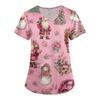Women's Printing Uniform Work Uniform V-neck Pockets Basic Short Sleeve Pullover Top