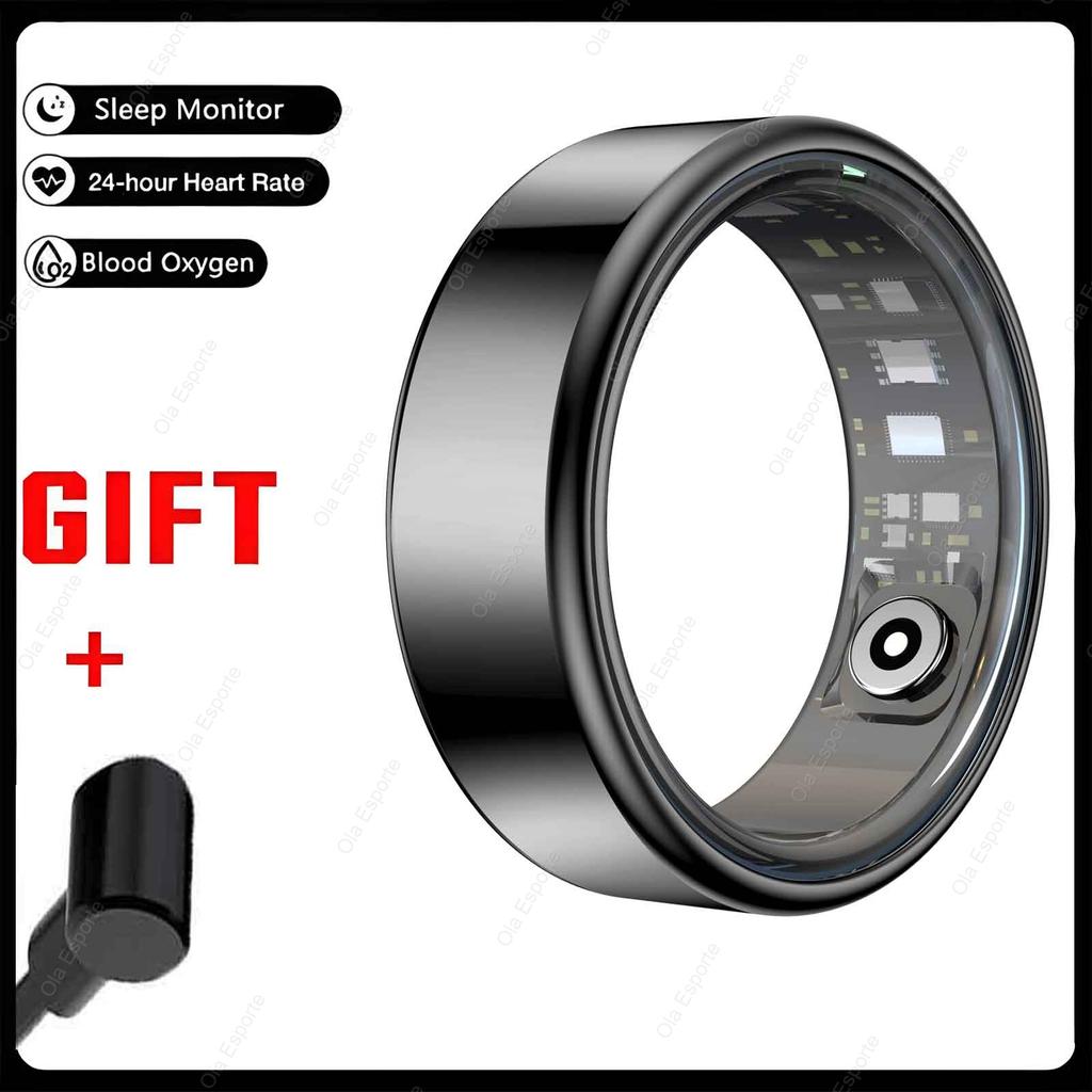 New Multi-Functional Smart Ring Men Women With Charging Case Heart Rate Blood Oxygen Monitoring Waterproof For Android iOS