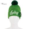 St Patrick Day Accessories St. Patrick's Shamrock Hat Irish Cuffed Pom Knit Green Celtic Knot Sequins Clover Skull Cap for Women Men Party Costume