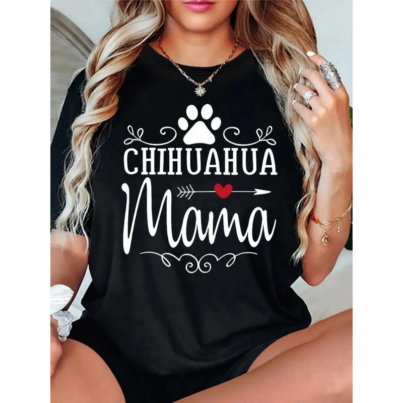 Camiseta Con Estampado Chihuahua Mama, Camiseta Casual Con C S