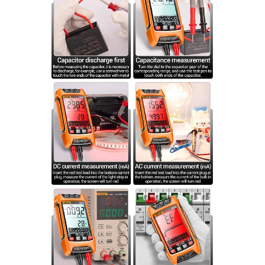 ANENG SZ02 Smart Digital Multimeter 9999 Counts True RMS Auto Electrical Capacitance Meter Temp Resistance Transistor Testers
