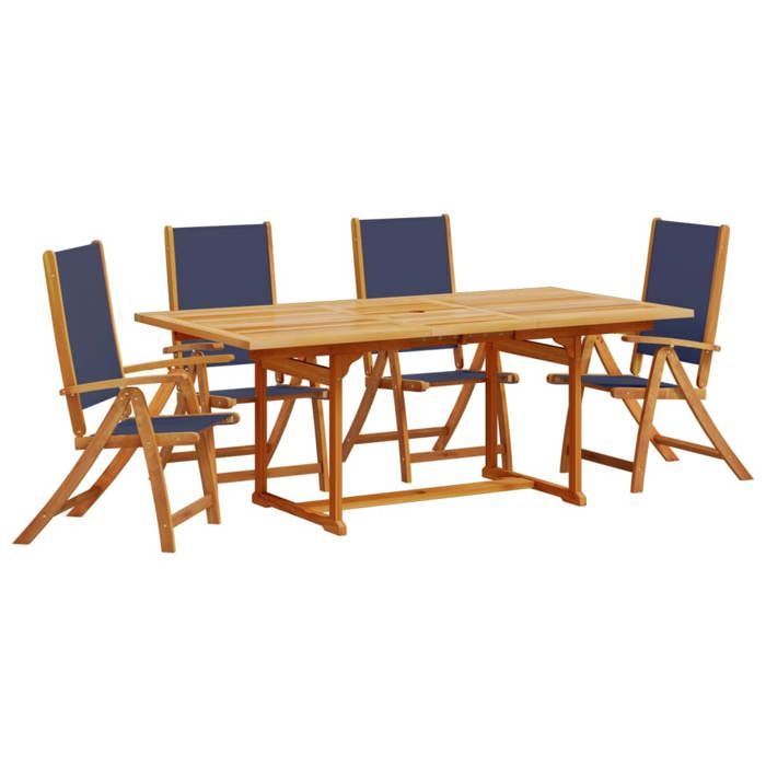 VidaXL Ensemble à manger de jardin 5pcs bois d'acacia solide textilène, ensemble à manger d'extérieur, meuble de salle à 3279302