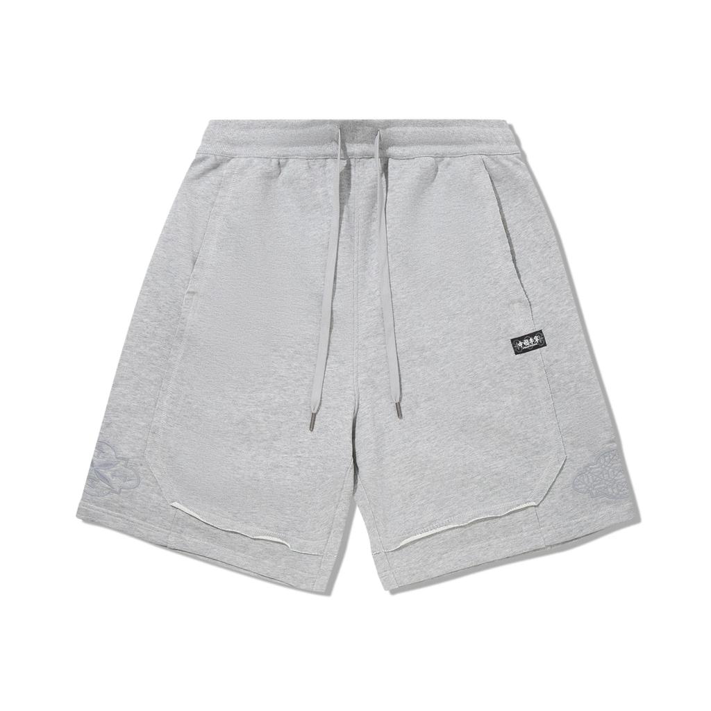 Li Ning Solid Color Mid Waist Drawstring Breathable Loose Versatile Casual Shorts Men shorts Flower-Gray AKSV549-3