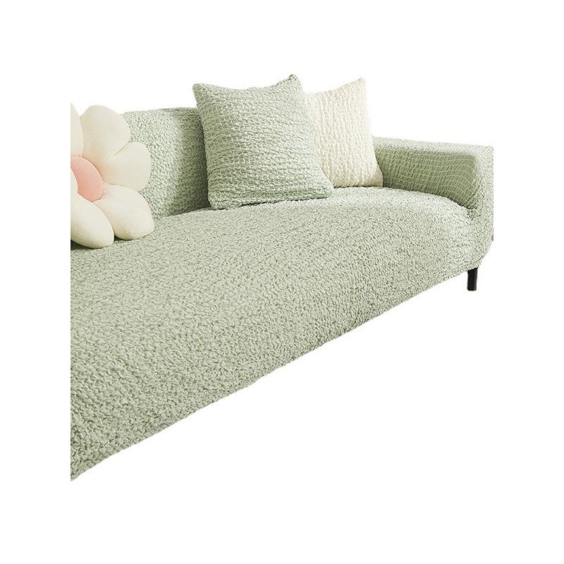Husă de Sofa Seersucker Verde Proaspăt Universală pentru Toate Sezoanele Husă Dintr-o Bucată Complet Înfășurată Anti-Zgârieturi Sofă Elastică