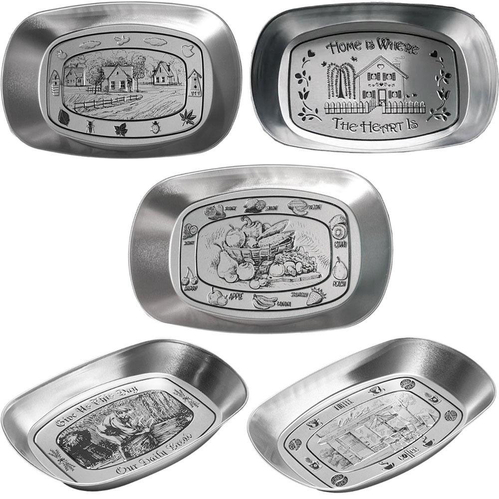 5 Pcs Unbreakable Boat Shaped Tray Silver Vintage Tinplate Tray Snack Plate  Dessert Breakfast Retro Tinplate Plate