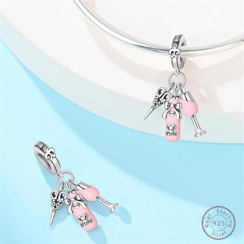 Charm Copper Pink Pendant Charm Fit Original Charm Bracelet Necklace Beads Diy Jewerlry Accessories