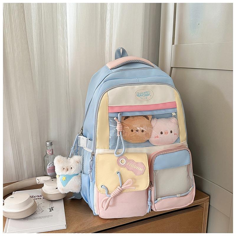 School bag new high-value college style fresh and sweet backpack junior high school students contrasting color splicing bar backpack