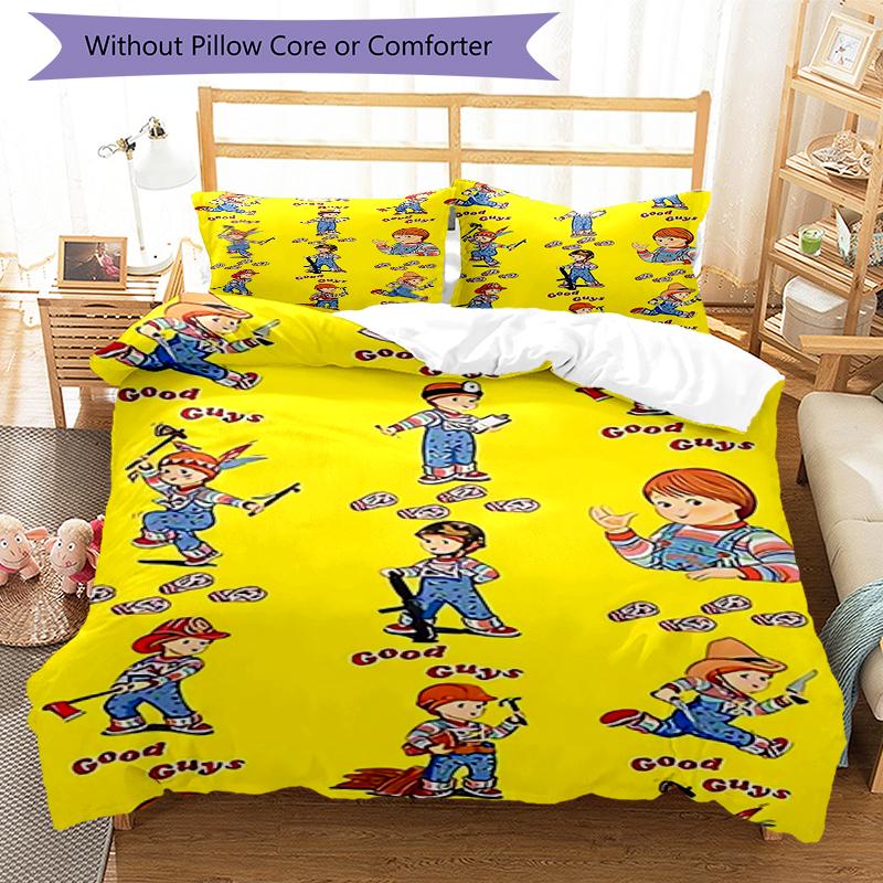 3pcs Chucky Bedding Set Duvet Cover Closure Includes 1 Duvet Cover & 2 Pillowcases, Soft and Comfortable for All Seasons.