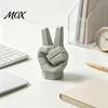 Modern Geometric Art 3D Printed Victory Gesture Hand Sculpture, Resin Statue for Home Office Decorative Figurine Desk Decor, Creative Finger Ornament