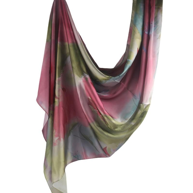 Silk Printed Scarf Wrap Shawl Ethnic Style Marble Lightweight Versatile Accessory Women