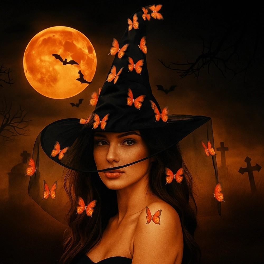 Colorful Halloween Witch Hat Party Props Halloween Cap with Veil  Halloween Party