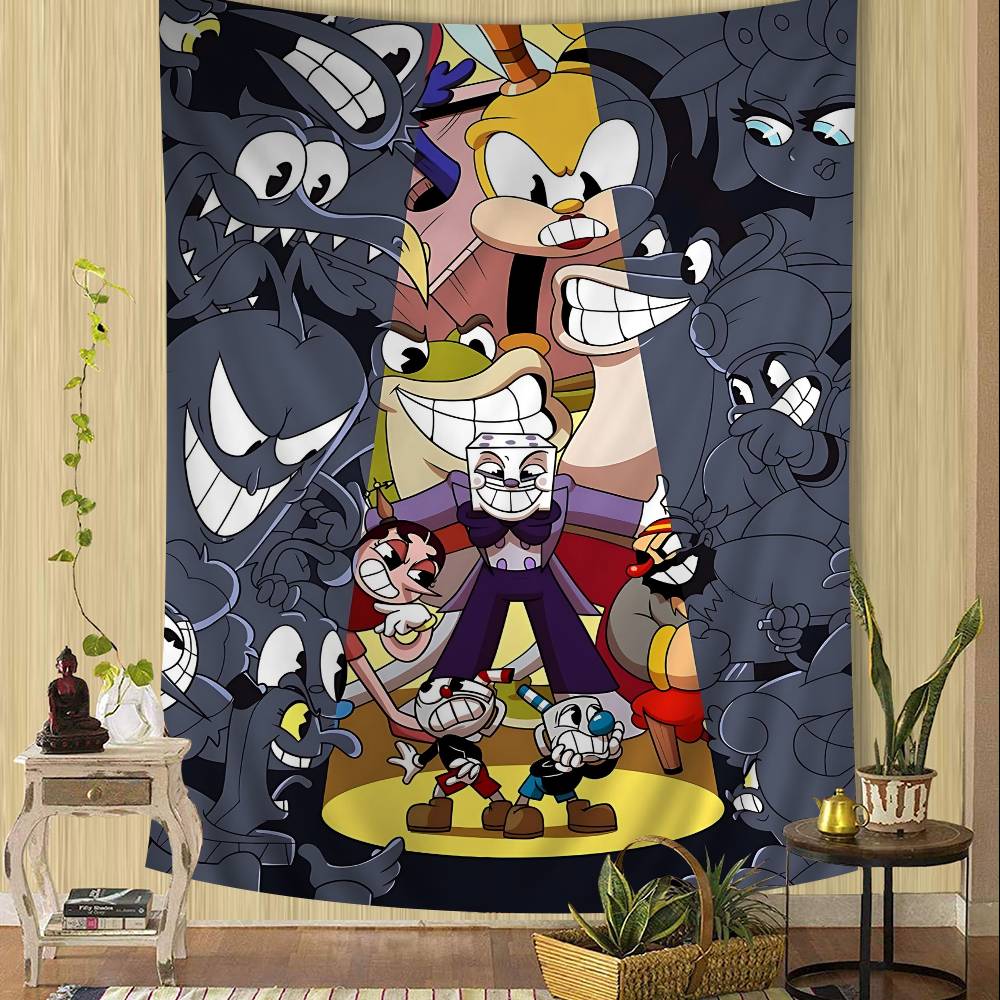 

Anime Cuphead Cartoon Tapestry Art Printing Japanese Wall Tapestry Anime Wall Hanging Home Decor 74x94cm(29x37in)