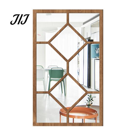 Arched Wall Mirror Stickers Window Decor, Wooden Frame Acrylic Fake Mirror, Minimalist Arch Self-Adhesive Windowpane Sticker for Living Room