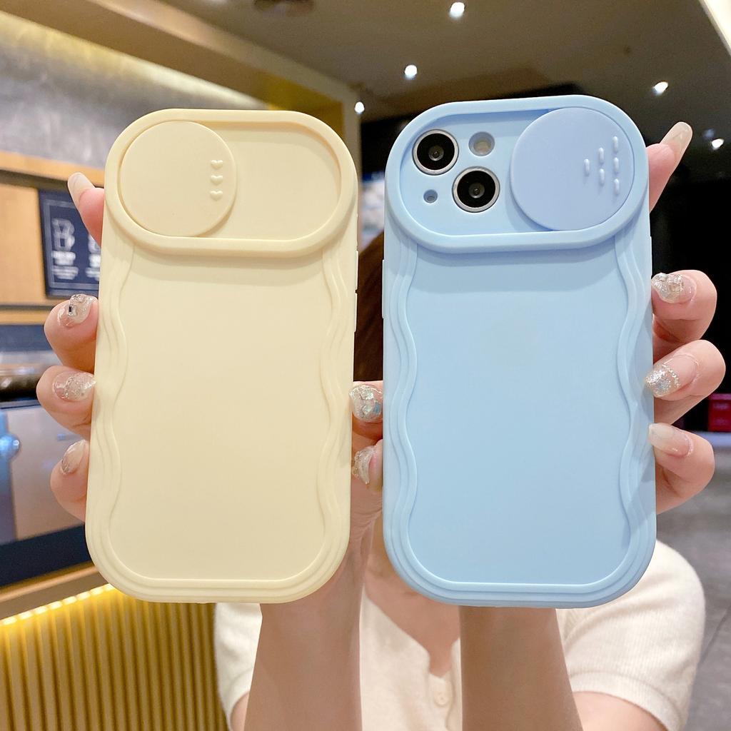 Wavy Pattern Suitable for Apple 15 13 11 Simple Solid Color Sliding Window Soft Shell PhoneXSMAX Mobile Phone Case 16