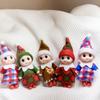 Holiday Baby Elf Miniature Doll with Plaids Accessories For Home Office Christmas Decors Festives Desktop Shelf Display