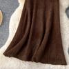 Autumn Winter Women French Elegant Knitted Long Midi Slim Bodycon Fishtail Skirt