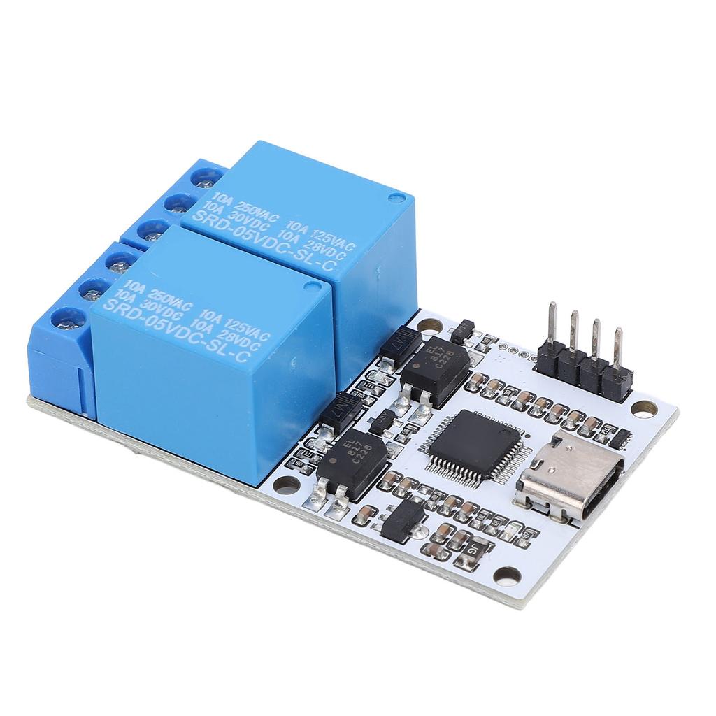 USB Relay Module 2 Channel 5V Smart Serial Control Intelligent Optical Coupling Protecting TYPE C