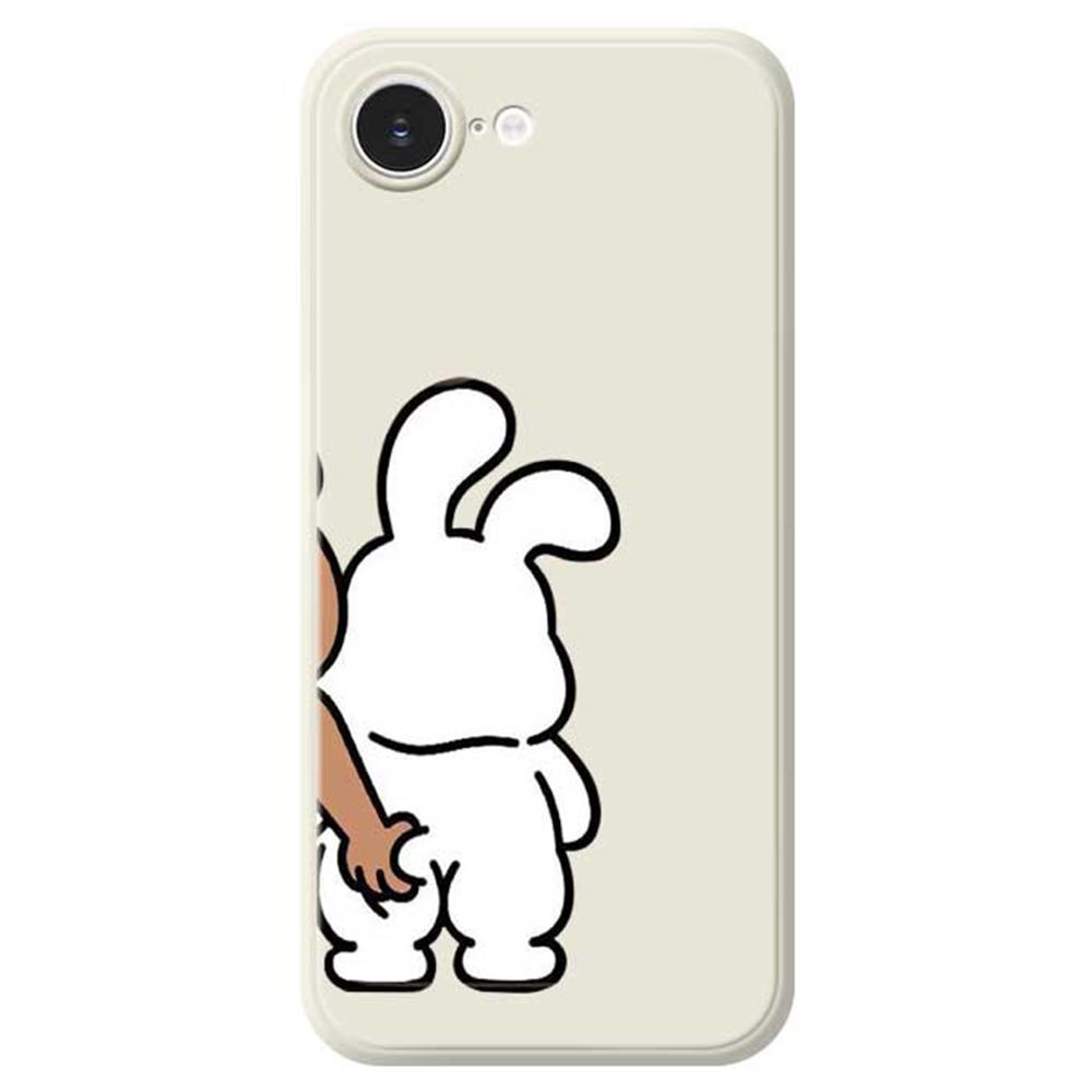 For iPhone 16e Case Pinch Rabbit Butt Pattern Printing Straight Edge TPU Phone Back Cover