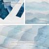Navy Blue Watercolor Mountains Tapestry, Sky Wall Art Hanging Decoration Polyester Fiber White Ruffled Around For Dorm Room