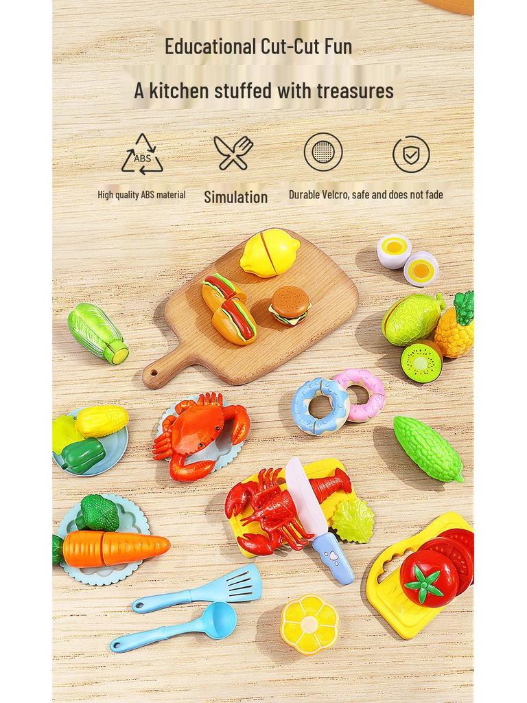Kids' Supermarket Shopping Cart Stroller & Fruit Cutting Play Set
