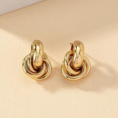 Fashionable Retro Double-Layer Wrapped Earrings With Textured Design, Versatile Earrings For Women'S Daily Wear.