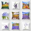 Lavender Country Style Pattern Throw Pillow Cover With Short Plush Print Living Room Sofa Decoration Cushion Cover Pillow Covers